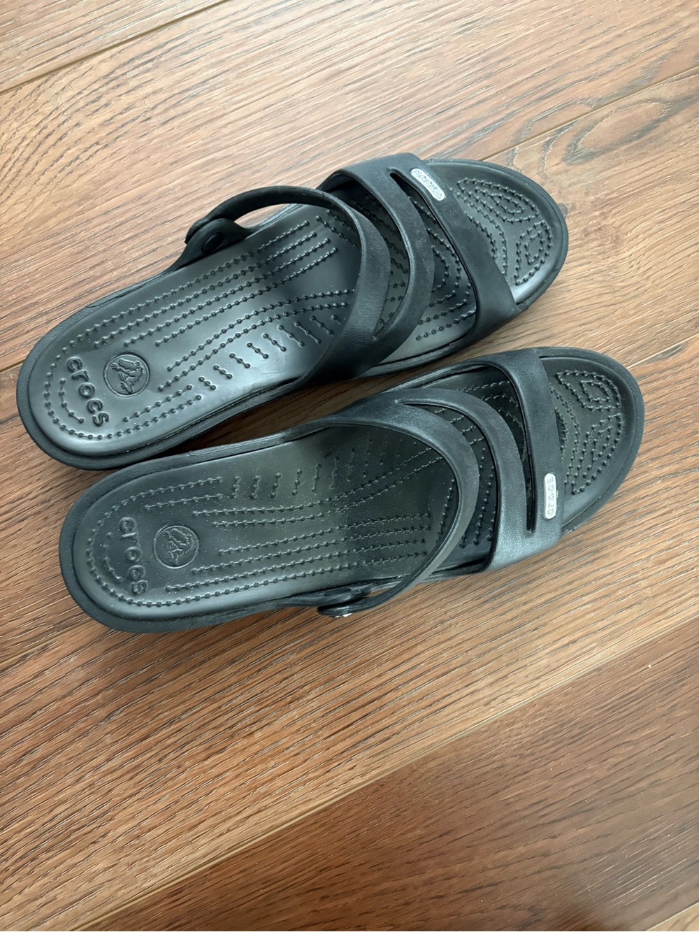 CROCS Black Dual-Strap Comfort Slides
